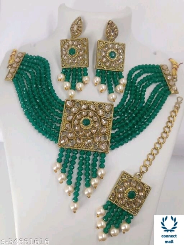 Kundan& pearl Colourful Beautiful Gold Plated JwelleryCombo For women - Green, Copper, As Per Image, PackOf ;1